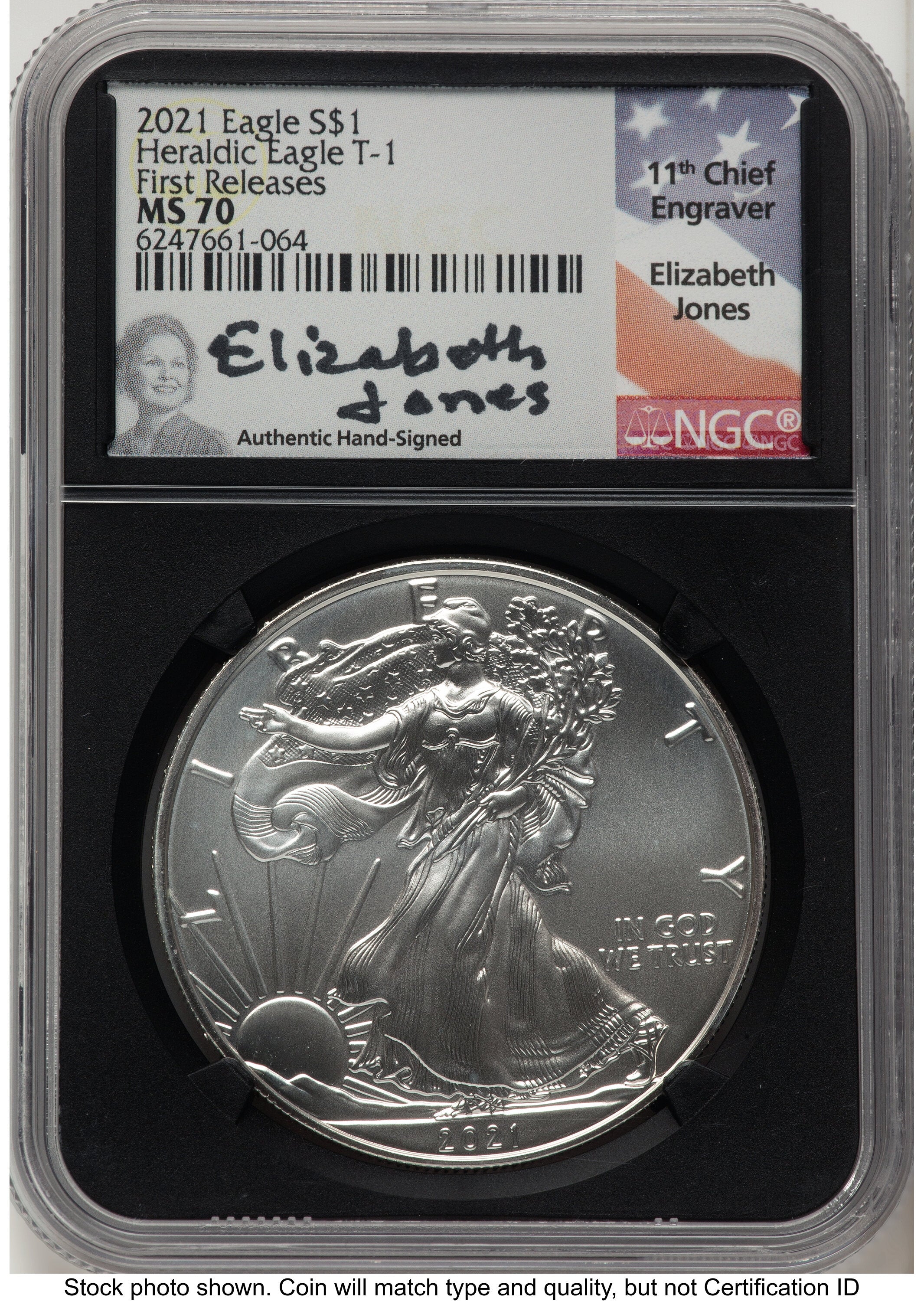 2021 Silver Eagle Type 1 FR Elizabeth Jones NGC MS70