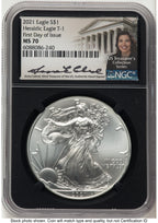 2021 Silver Eagle Type 1 FDI Anna Cabral US Treasurer's Collection Series NGC MS70