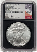 2021-(S) Silver Eagle Type 1 Emergency Production FDI John NGC MS70 Mercanti