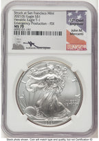 2021-(S) Silver Eagle Type 1 Emergency Production FDI John NGC MS70 Mercanti