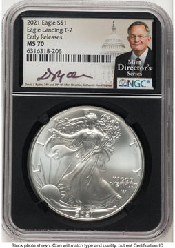 2021 Silver Eagle Type 2 ER David J Ryder Mint Director's Series NGC MS70