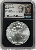2021 Silver Eagle Type 2 FDI Anna Cabral US Treasurer's Collection Series NGC MS70