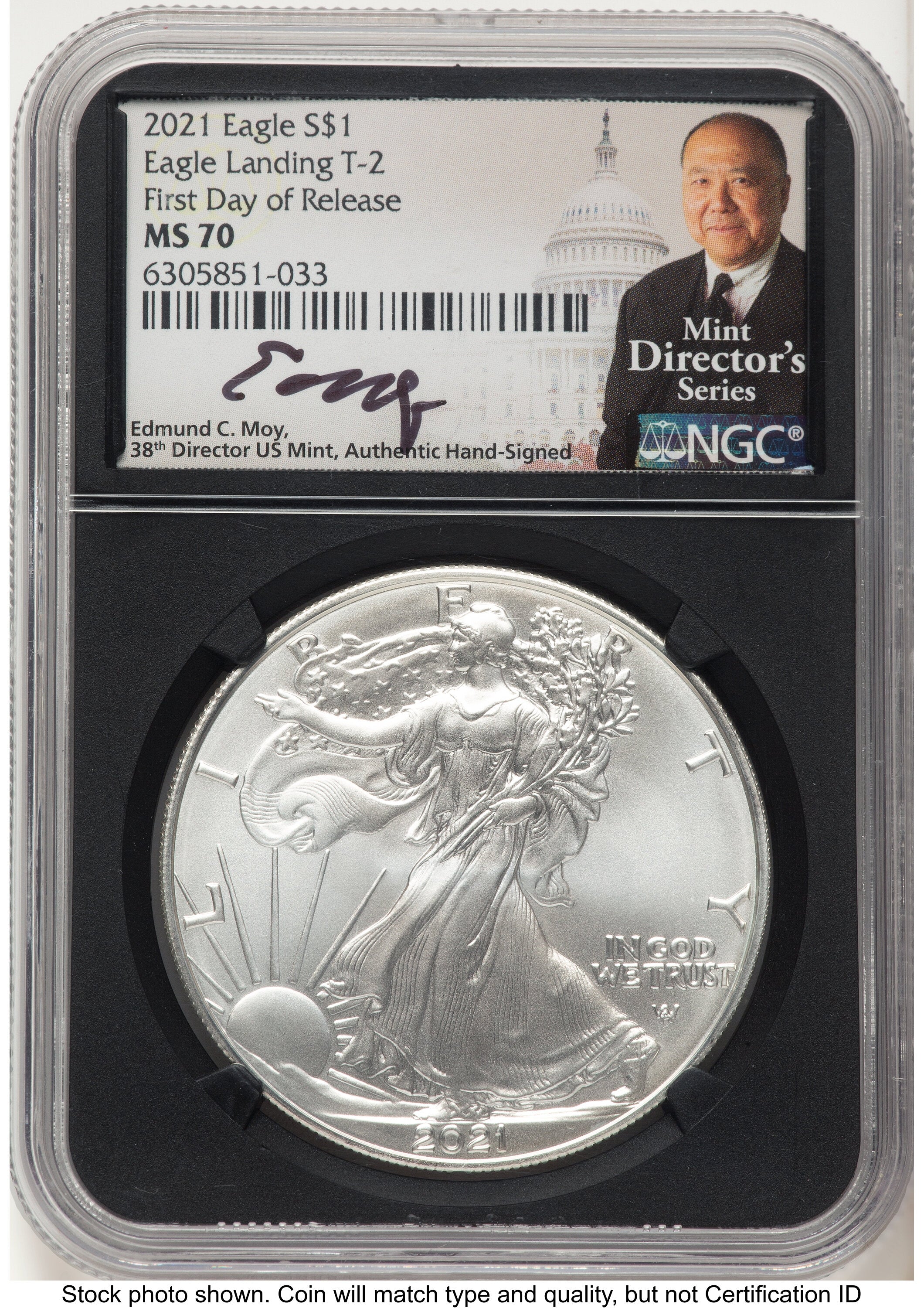2021 Silver Eagle Type 2 FDR Mint Director's Series NGC MS70 Ed Moy