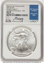 2021-(S) Silver Eagle Type 1 Emergency Production FDR NGC MS70 Ed Moy