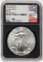 2021 Silver Eagle Type 1 FDI John NGC MS70 Mercanti