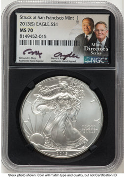 2013-(S) Silver Eagle /David J Ryder Mint Director's Series NGC MS70 Ed Moy