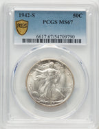 1942-S 50C Walking Liberty Half Dollar PCGS MS67