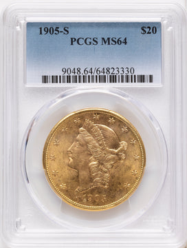 1905-S $20 Liberty Double Eagle PCGS MS64
