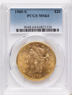 1905-S $20 Liberty Double Eagle PCGS MS64