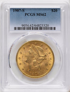1907-S $20 Liberty Double Eagle PCGS MS62