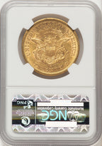 1863-S $20 Brown Label Liberty Double Eagle NGC AU53