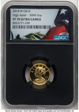2018-W G$10 American Liberty High Relief Bunting Flag NGC PF70