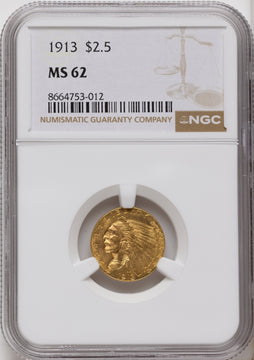 1913 $2.50 Indian Quarter Eagle NGC MS62