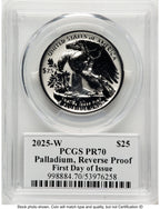 2025-W Palladium Eagle 1 oz REV FDI David Hall PCGS PR70