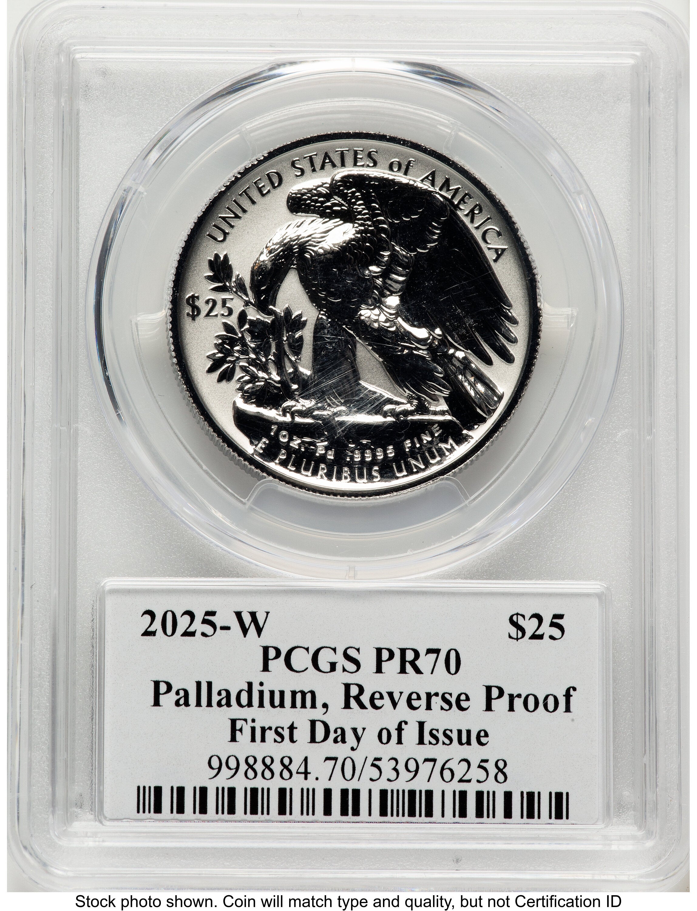 2025-W Palladium Eagle 1 oz REV FDI David Hall PCGS PR70