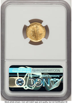 2016-W 10C Mercury Dime 100th Anniversary Gold Centennial Angela Buchanan NGC MS70
