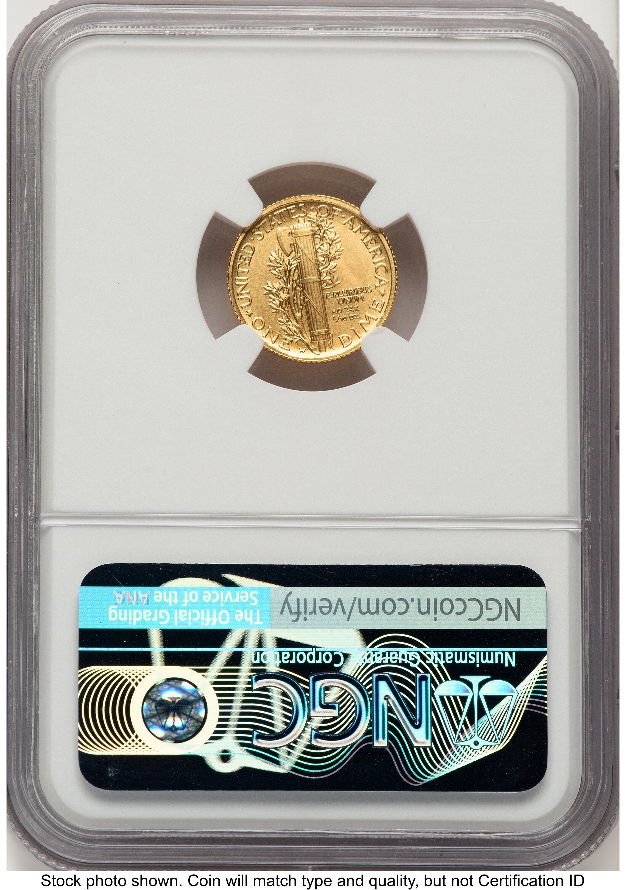 2016-W 10C Mercury Dime 100th Anniversary Gold Centennial Angela Buchanan NGC MS70