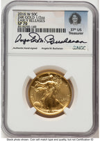 2016-W 50C Walking Liberty 100th Anniversary Gold Centennial ER Angela Buchanan NGC MS70