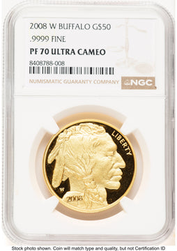 2008-W Proof Gold Buffalo 1 oz Brown Label NGC PF70
