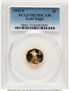 1993-P Proof Gold Eagle 1/10 oz Blue Gradient PCGS PR70