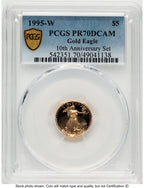 1995-W Proof Gold Eagle 1/10 oz Blue Gradient PCGS PR70