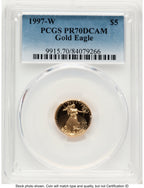 1997-W Proof Gold Eagle 1/10 oz Blue Gradient PCGS PR70