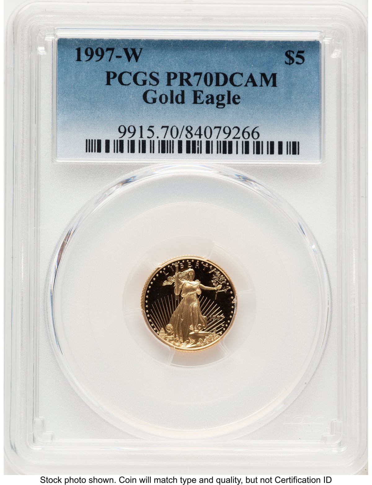 1997-W Proof Gold Eagle 1/10 oz Blue Gradient PCGS PR70