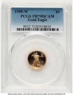 1998-W Proof Gold Eagle 1/10 oz Blue Gradient PCGS PR70