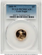 2004-W Proof Gold Eagle 1/10 oz Blue Gradient PCGS PR70