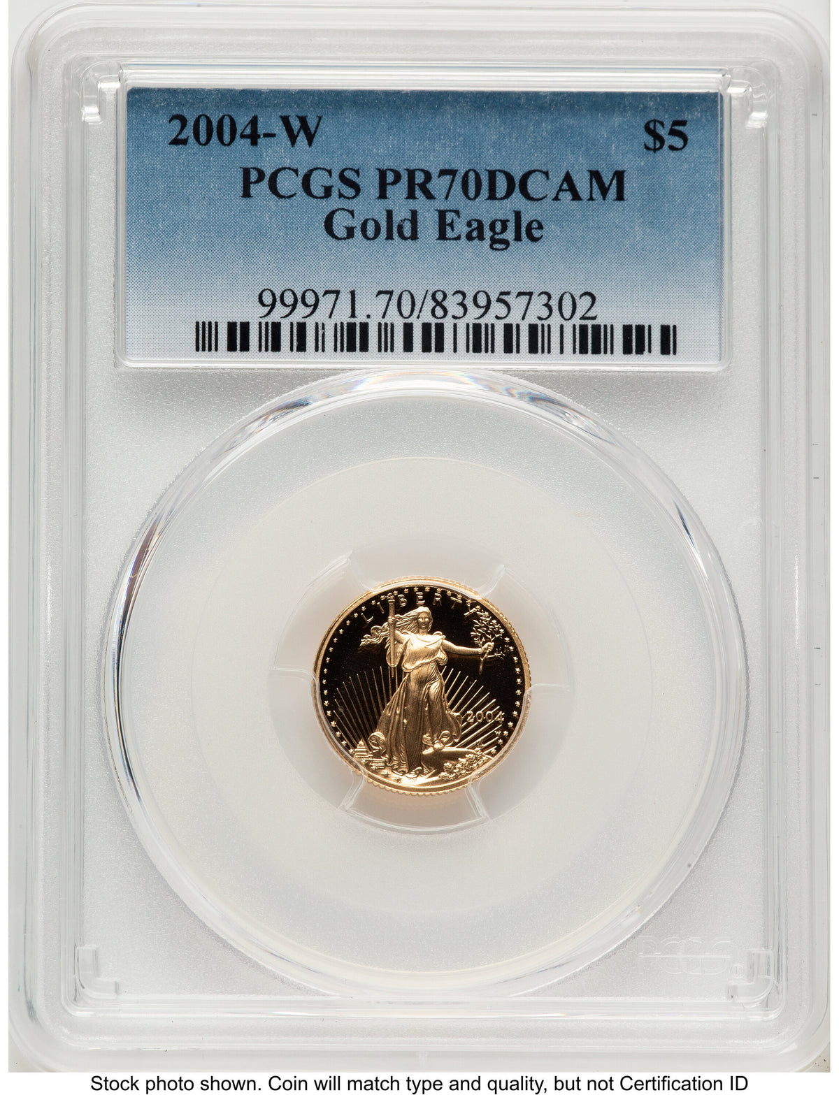 2004-W Proof Gold Eagle 1/10 oz Blue Gradient PCGS PR70