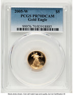 2005-W Proof Gold Eagle 1/10 oz Blue Gradient PCGS PR70