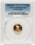 2007-W Proof Gold Eagle 1/10 oz Blue Gradient PCGS PR70