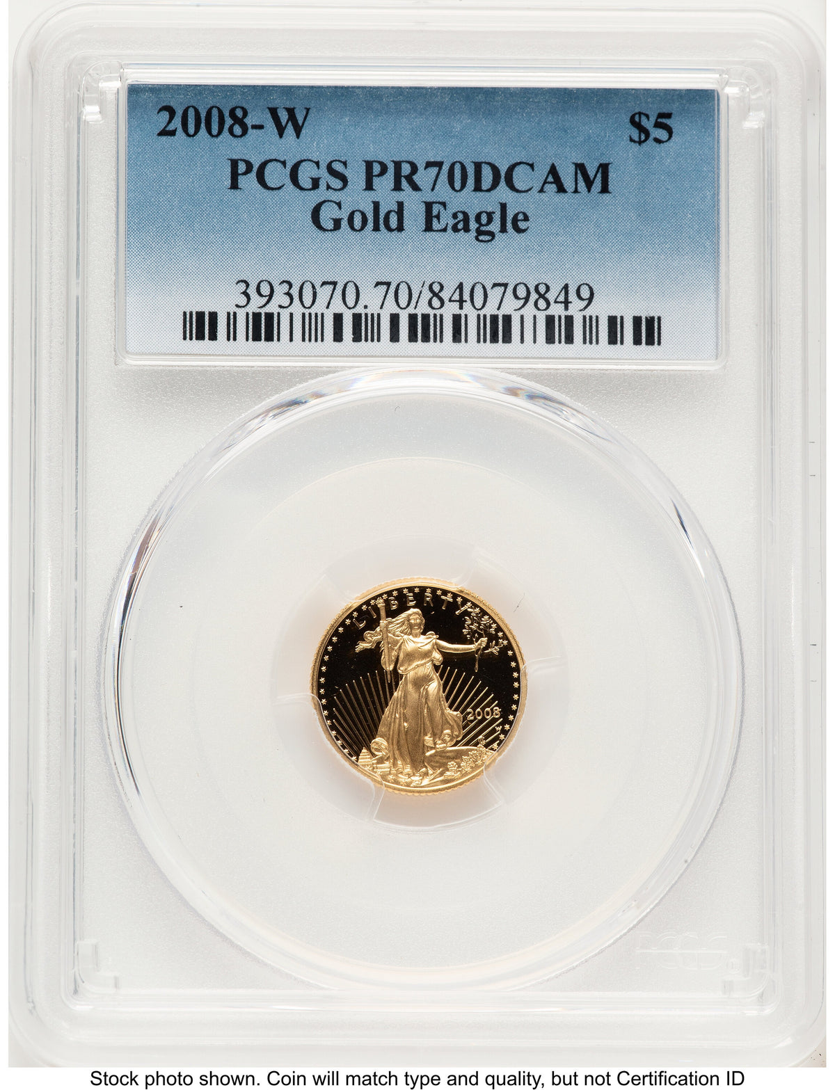 2008-W Proof Gold Eagle 1/10 oz Blue Gradient PCGS PR70