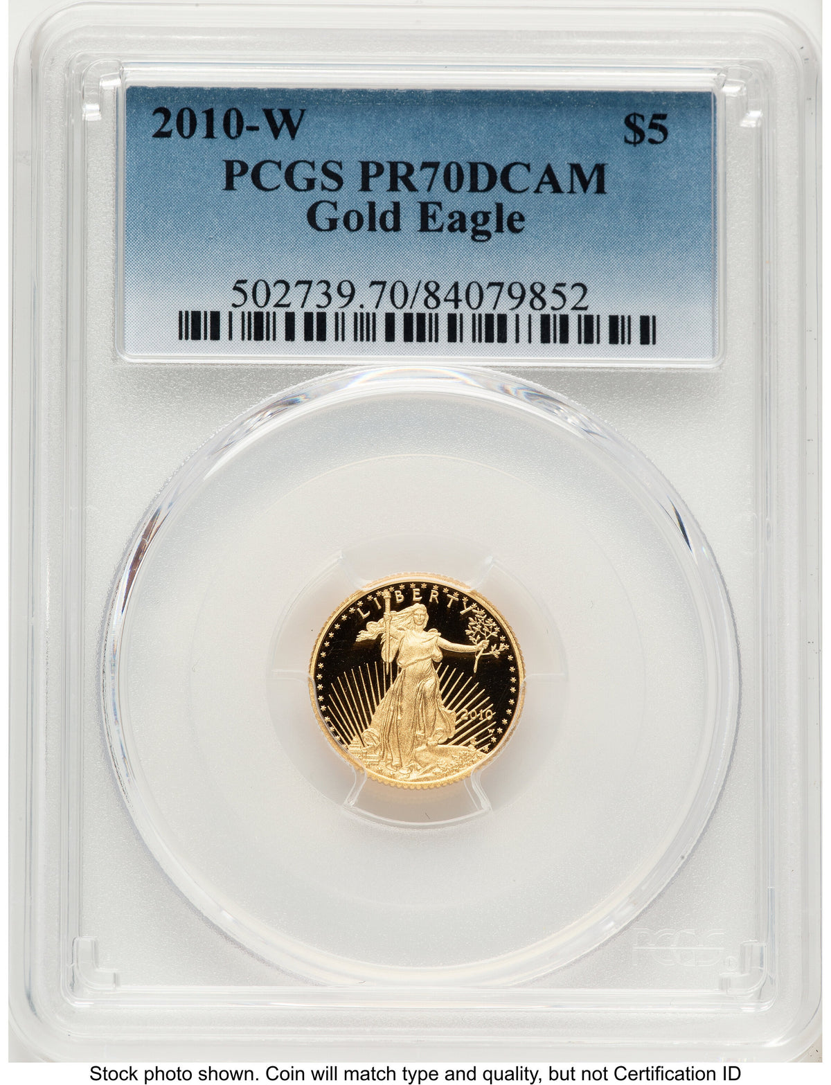 2010-W Proof Gold Eagle 1/10 oz Blue Gradient PCGS PR70