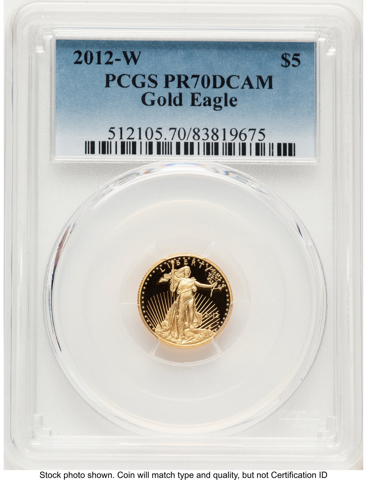 2012-W Proof Gold Eagle 1/10 oz Blue Gradient PCGS PR70