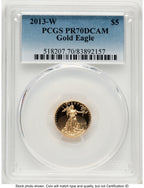 2013-W Proof Gold Eagle 1/10 oz Blue Gradient PCGS PR70