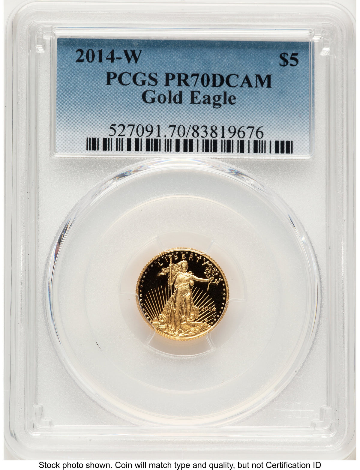 2014-W Proof Gold Eagle 1/10 oz Blue Gradient PCGS PR70