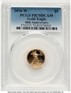 2016-W Proof Gold Eagle 1/10 oz Blue Gradient PCGS PR70