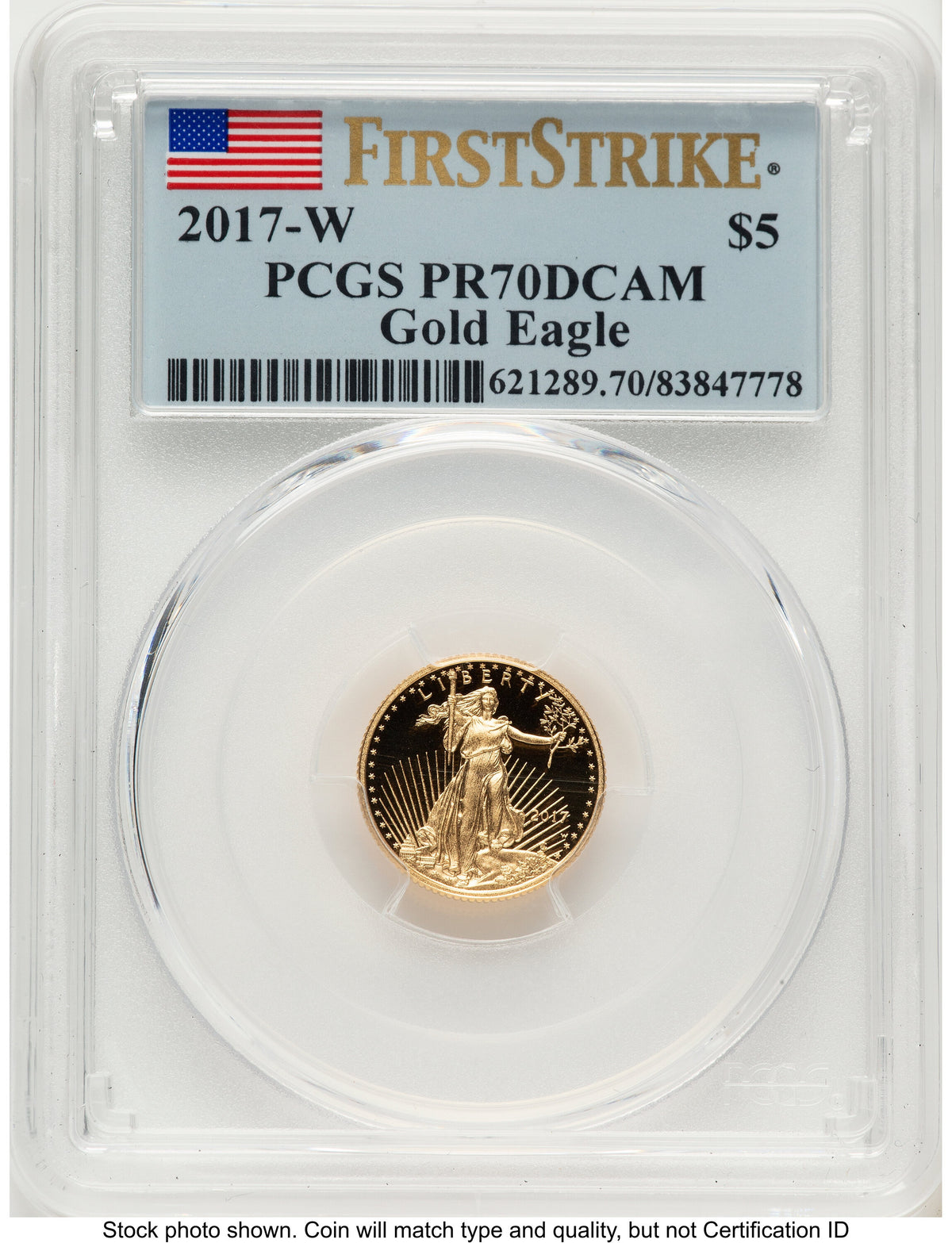 2017-W Proof Gold Eagle 1/10 oz FS Flag PCGS PR70