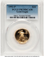1992-P Proof Gold Eagle 1/4 oz Blue Gradient PCGS PR70