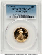 1993-P Proof Gold Eagle 1/4 oz Blue Gradient PCGS PR70