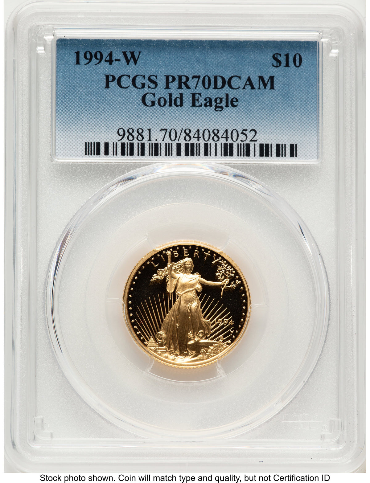 1994-W Proof Gold Eagle 1/4 oz Blue Gradient PCGS PR70