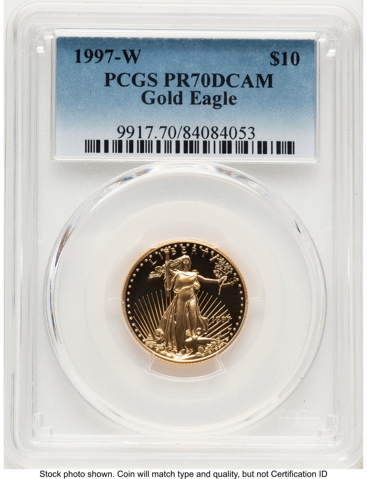 1997-W Proof Gold Eagle 1/4 oz Blue Gradient PCGS PR70