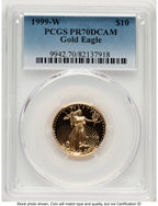 1999-W Proof Gold Eagle 1/4 oz Blue Gradient PCGS PR70