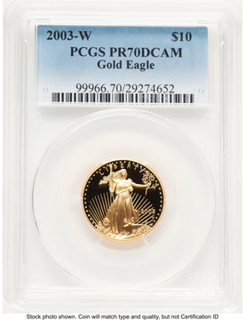 2003-W Proof Gold Eagle 1/4 oz Blue Gradient PCGS PR70