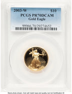 2003-W Proof Gold Eagle 1/4 oz Blue Gradient PCGS PR70