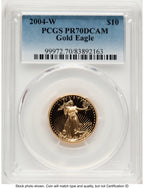 2004-W Proof Gold Eagle 1/4 oz Blue Gradient PCGS PR70