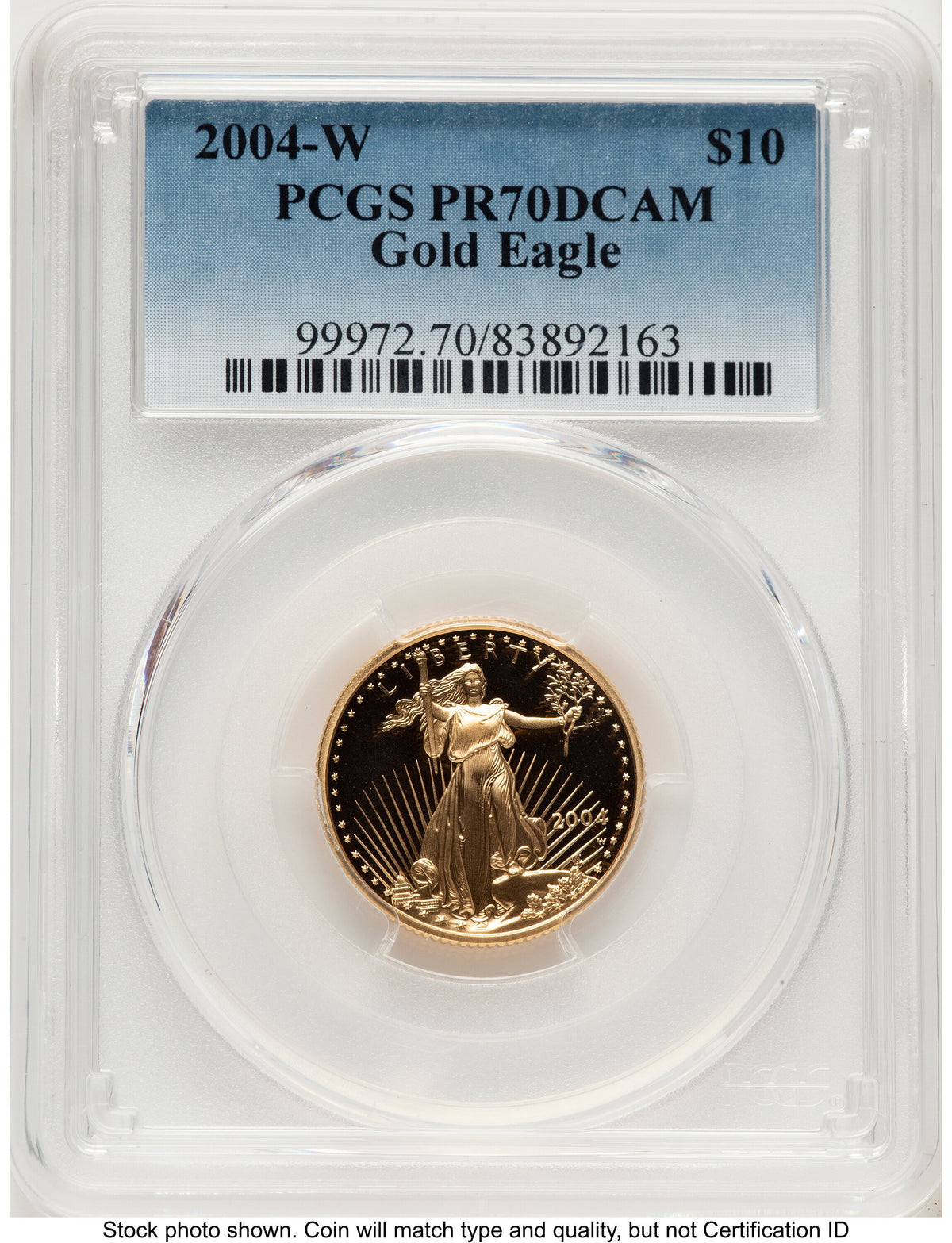 2004-W Proof Gold Eagle 1/4 oz Blue Gradient PCGS PR70