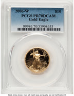 2006-W Proof Gold Eagle 1/4 oz Blue Gradient PCGS PR70