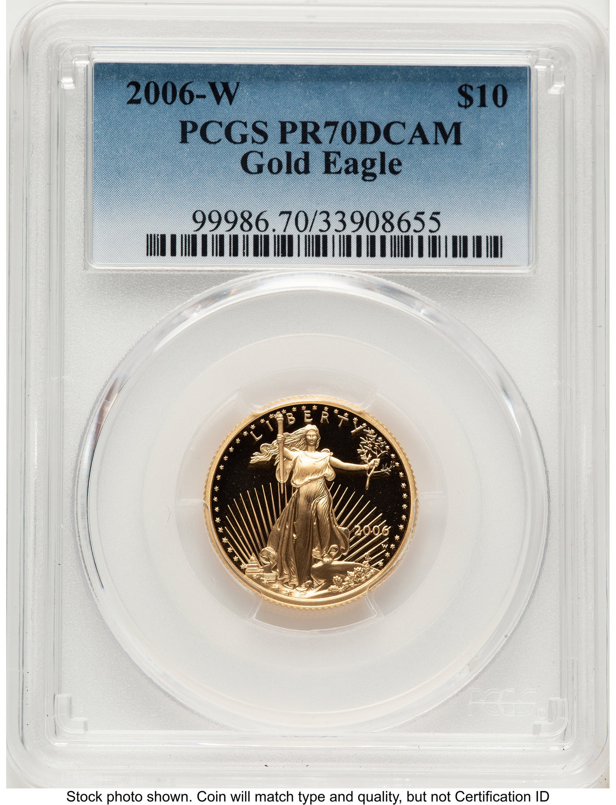 2006-W Proof Gold Eagle 1/4 oz Blue Gradient PCGS PR70